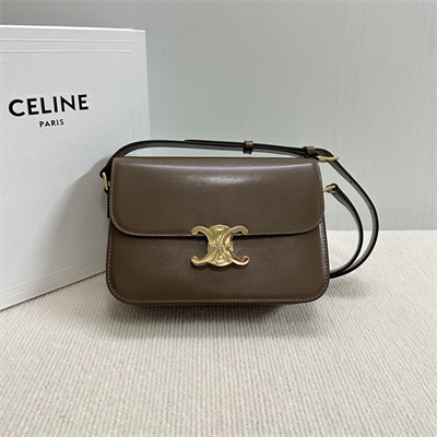 Ce**e classique triomphe bag in shiny calfskin dk brown color