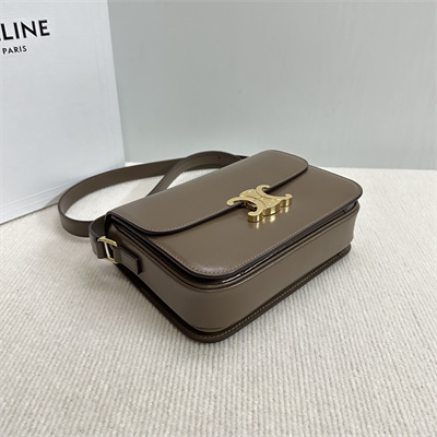 Ce**e classique triomphe bag in shiny calfskin dk brown color