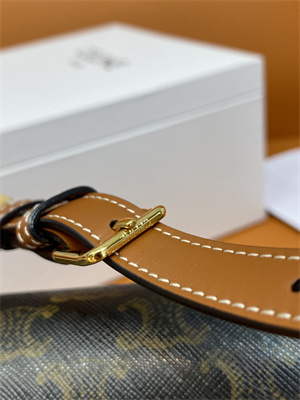 Ce**e triomphe shoulder bag in triomphe canvas and calfskin tan