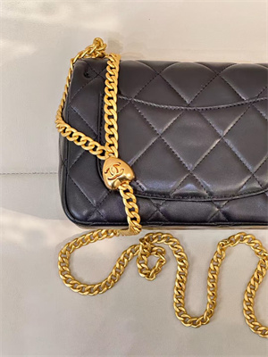 Ch*el mini flap bag lambskin gold tone metal black as3828