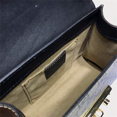 gu.cci padlock small shoulder bag gg S*p*e canvas black 409487