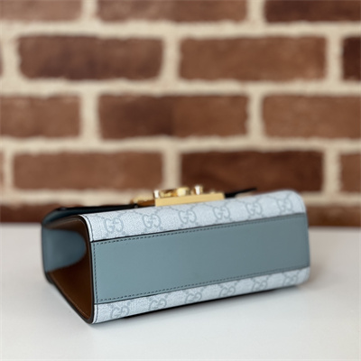 gu.cci padlock small shoulder bag gg S*p*e canvas grayblue 409487