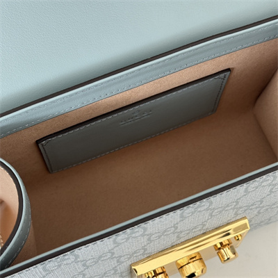 gu.cci padlock small shoulder bag gg S*p*e canvas grayblue 409487