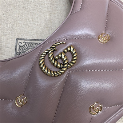 Gu.cci GG Marmont Half-Moon Mini Leather Shoulder Bag Dusty Pink 770983