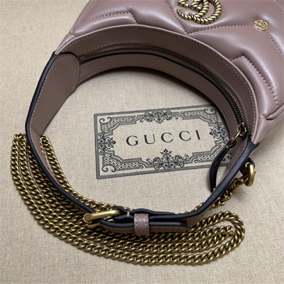 Gu.cci GG Marmont Half-Moon Mini Leather Shoulder Bag Dusty Pink 770983