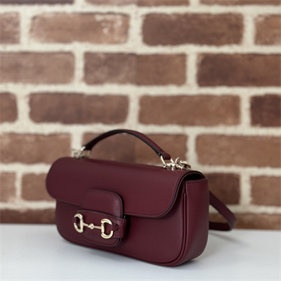 Gu.cci Horsebit 1955 Soft small top handle bag Bordeaux Leather 815206