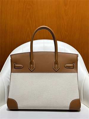 Bir.kin Bag Swift Leather & Canvas 25/30 Gold/Silver Hardware In Gold HS