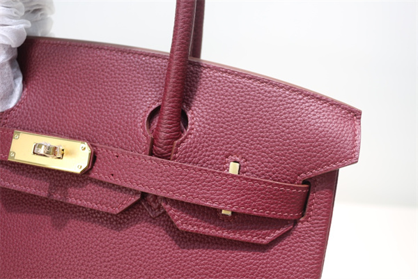 Bir.kin Bag TOGO Leather 25/30/35CM Gold/Silver Hardware In Bordeaux Color HS