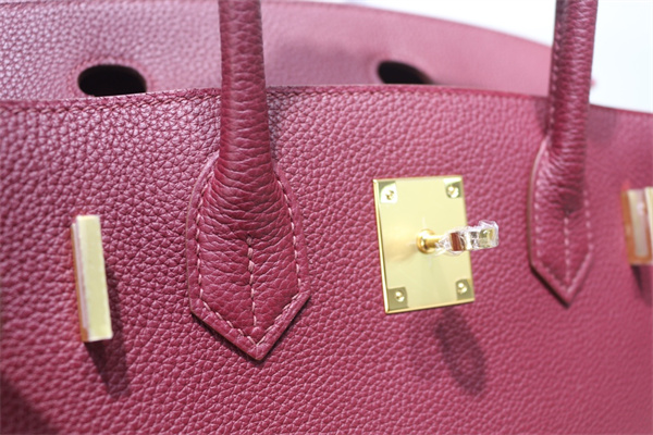 Bir.kin Bag TOGO Leather 25/30/35CM Gold/Silver Hardware In Bordeaux Color HS