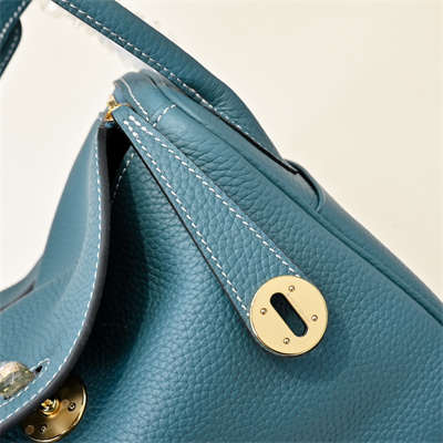 Lindy Bag Calfskin Leather 26/30CM Gold/Silver Tone Metal In Jean Blue Color