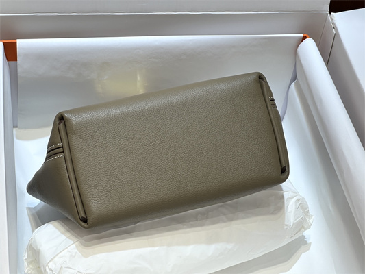 H**mes 2424 mini bag evercolor/ swift leather gold/silver tone metal etoupe color hs