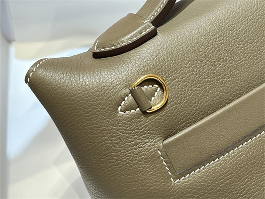 H**mes 2424 mini bag evercolor/ swift leather gold/silver tone metal etoupe color hs