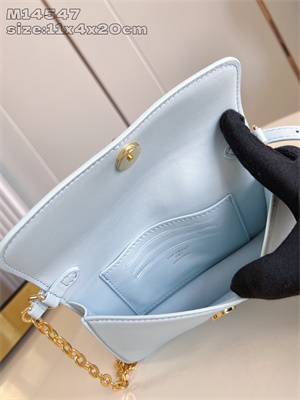 L.V Wallet On Chain LV Bloom Calfskin Leather Azur M14547