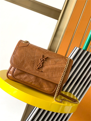 Y.S.L NIKI BABY In Vintage Leather Brown Color