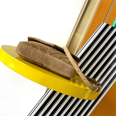 Y.S.L COLLEGE Mini BAG IN QUILTED Suede Leather Gold Tone Metal Brown Color