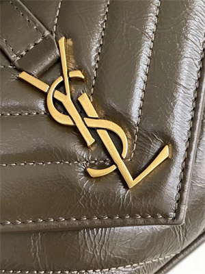 Y.S.L COLLEGE Mini Chain BAG IN Shiny Crackled Gold Tone Metal Green