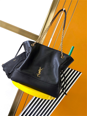 Y.S.L Jamie Shopping Bag In Lambskin Black Color