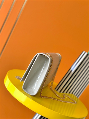 Y.S.L KATE MEDIUM TASSEL IN CROCODILE EMBOSSED Leather Gold Tone Metal White Color