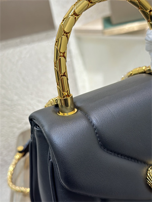 B*l*ai serpenti reverse top handle bag calfskin leather black color 292128