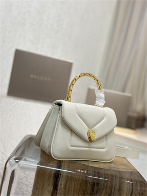 B*l*ai serpenti reverse top handle bag calfskin leather white color 292128