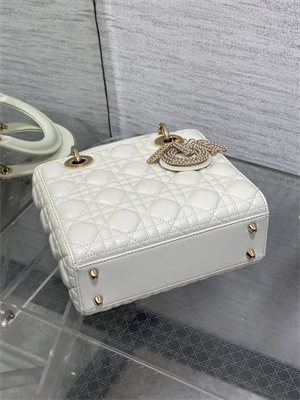 cd small lady di.or my abcD*or bag cannage lambskin gold tone metal with pearl charm white