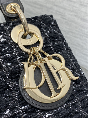 cd small lady di.or my abcD*or bag black tweed with white cannage motif gold tone metal