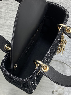 cd small lady di.or my abcD*or bag black tweed with white cannage motif gold tone metal