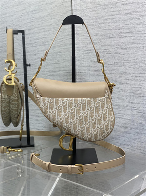 CD Saddle Bag Oblique Jacquard & Smooth Calfskin Nature Color
