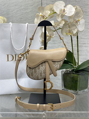 CD Mini Saddle Bag Oblique Jacquard & Smooth Calfskin Nature Color