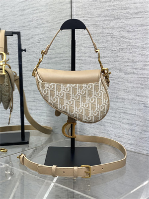 CD Mini Saddle Bag Oblique Jacquard & Smooth Calfskin Nature Color