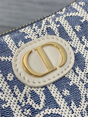 cd 30 montaigne wanderlust mini bag blue D*or oblique chambray with raffia effect and light biscuit smooth calfskin
