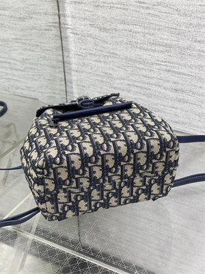 Di.or Mini Backpack Beige and Blue Oblique Jacquard