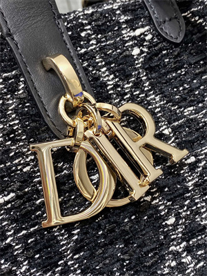 CD Medium TOUJOURS Vertical Tote Bag Black Tweed with White Cannage Motif