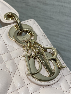 cd mini lady D*or bag cannage lambskin gold tone metal sakura pink