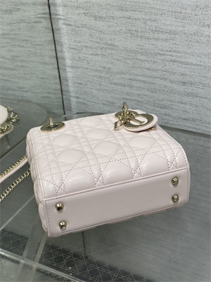 cd mini lady D*or bag cannage lambskin gold tone metal sakura pink