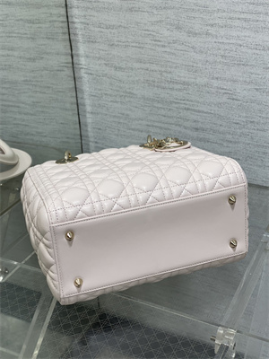 CD Medium Lady Di.or Bag Cannage Lambskin Gold Tone Metal Sakura