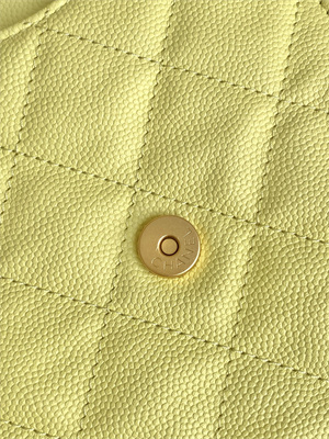 Ch*el 25 medium handbag grained calfskin gold tone metal yellow as5311