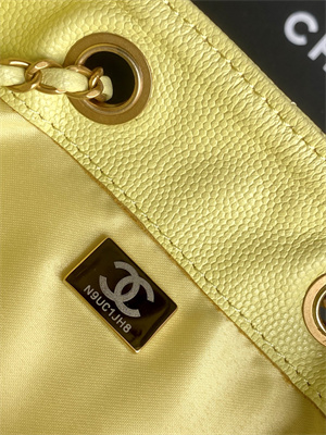 Ch*el 25 medium handbag grained calfskin gold tone metal yellow as5311