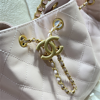 Ch*el 25 medium handbag grained calfskin gold tone metal pink as5311