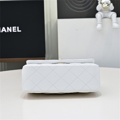 Ch*el 25s mini top handle bag gold tone metal white as4591