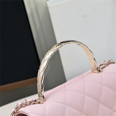 Ch*el 25s mini top handle bag gold tone metal pink as4591