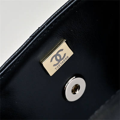 Ch*el 25s mini top handle bag gold tone metal  black as4591