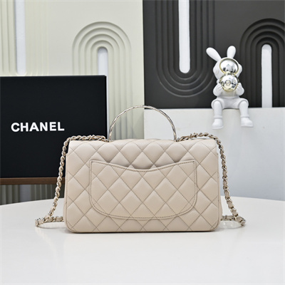 Ch*el 25s top handle bag gold tone metal chai as5554