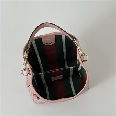Gu.cci GG Emblem small bucket bag Monogram coated fabric Pink 815118