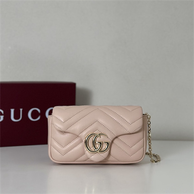Gu.cci GG Marmont Mini shoulder bag matelassé chevron lambskin leather Lt Gold toned hardware Soft Pink 841290