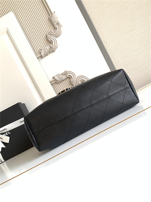 Ch*el small shopping bag suede calfskin, shiny lambskin & gold-tone metal  beige & black  as5634