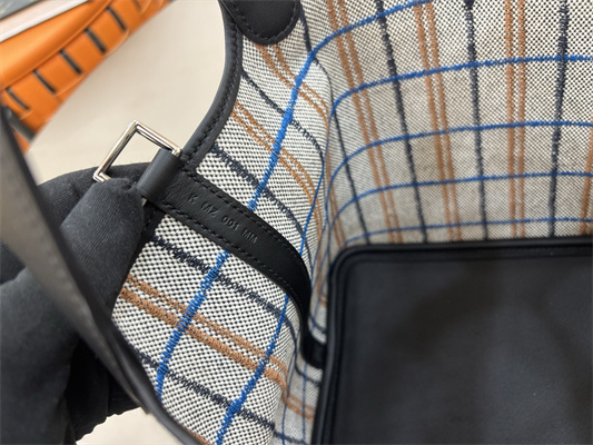 Picotin Lock 18 Bag in H canvas and Swift calfskin with “Couverture Carre” embroidery Black HS