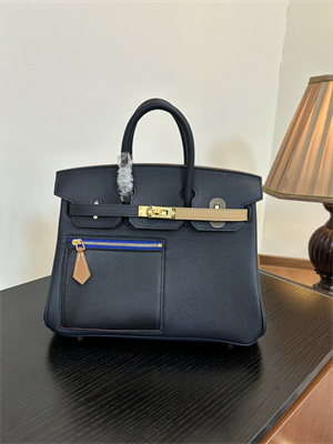 Birkin Colormatic Bag Swift Leather 25/30 Gold/Silver Hardware In Bleu Marine, Black, Chai, Gold and Etoupe Color HS