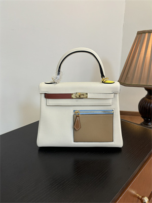 Kelly Colormatic Bag Swift Leather 25/28CM Gold/Silver Hardware In Nata/Chai/Cuivre/Lime/Mauve Sylvester Color HS