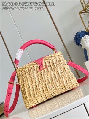 L.V Capucines BB Bag Rattan & Cowhide Leather Pink